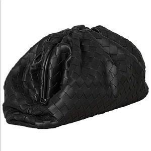 Black basket weave clutch/crossbody purse